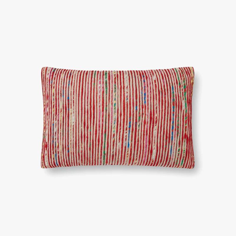 P0242 Red/Multi 13"x21" Down Pillow