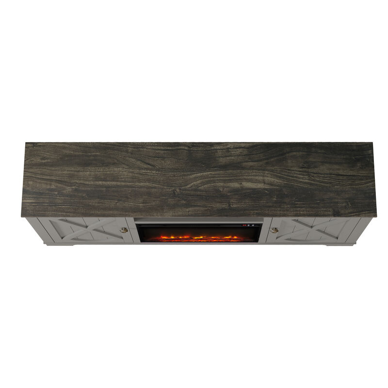 FESTIVO 70" Farmhouse TV Stand with Fireplace, Fits up to 75" TV