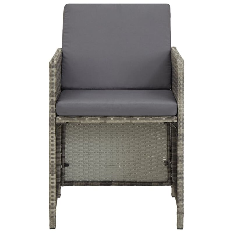 vidaXL Garden Chairs 2 pcs with Cushions Poly Rattan Gray