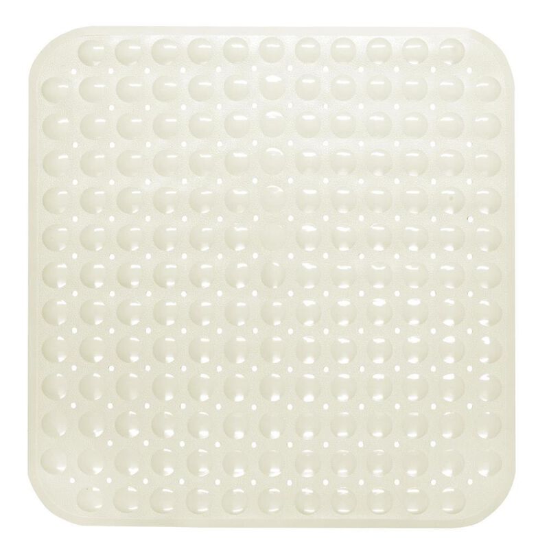 Carnation Home Fashions Stall Size"Bubble" Look Vinyl Bath Mat. - Ivory 21x21"