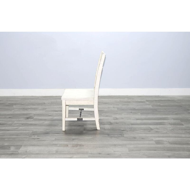 Sunny Designs White Sand Ladderback Chair with Turnbuckle, Wood Seat