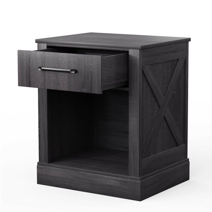 Compact Nightstand with Drawer and Shelf