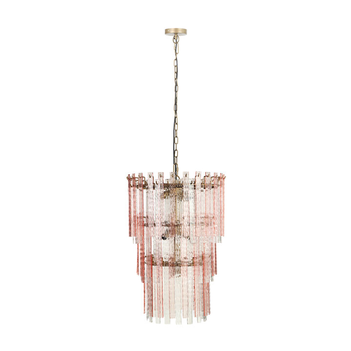 Hampshire Pink Acrylic 3-Tier Chandelier