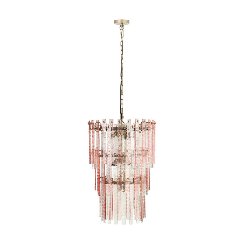 Hampshire Pink Acrylic 3-Tier Chandelier