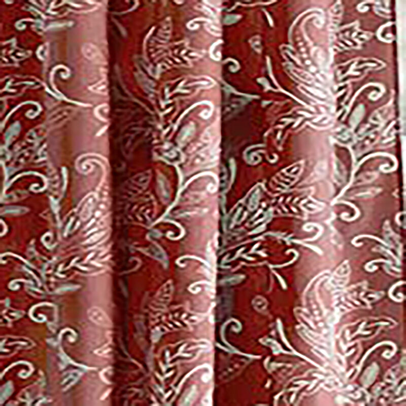 Ellis Curtain Lexington Leaf Pattern on Colored Ground Curtain Pair with Ties