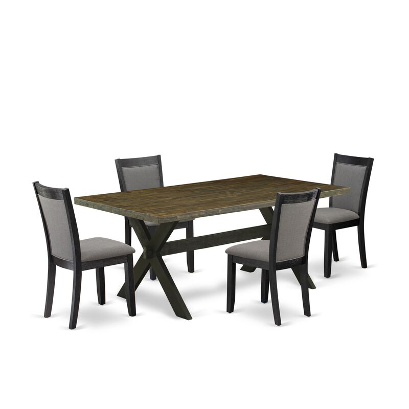 East West Furniture X677MZ650-5 5Pc Dining Set - Rectangular Table and 4 Parson Chairs - Multi-Color Color