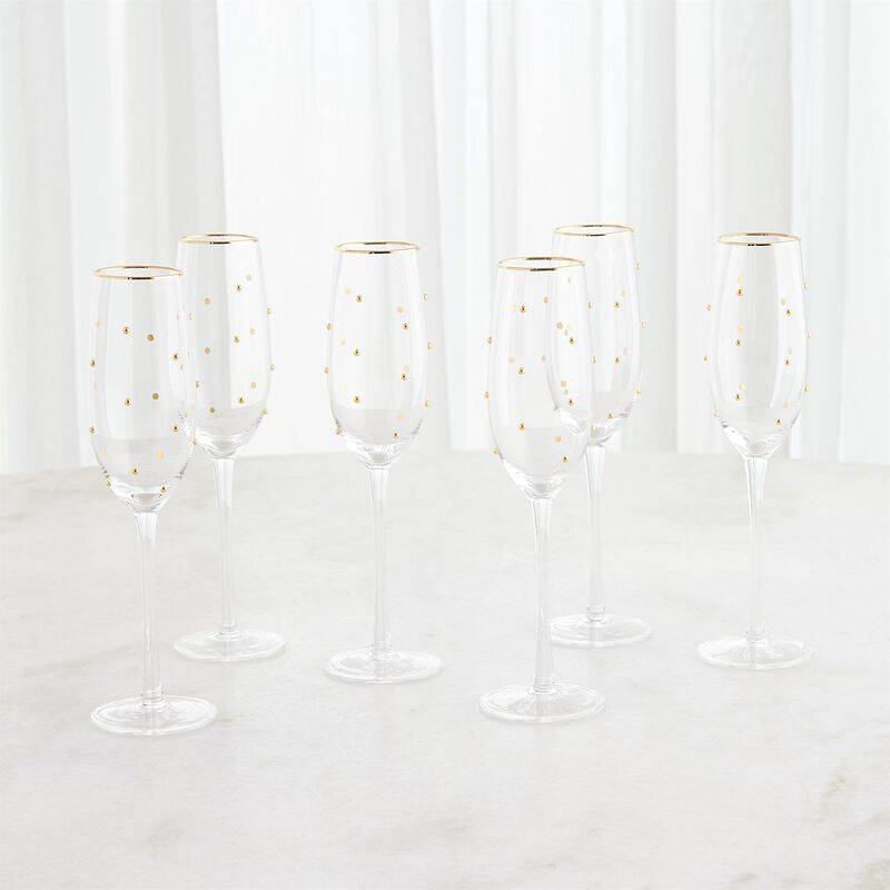 Set of 6 Celebration Champagne Glasses