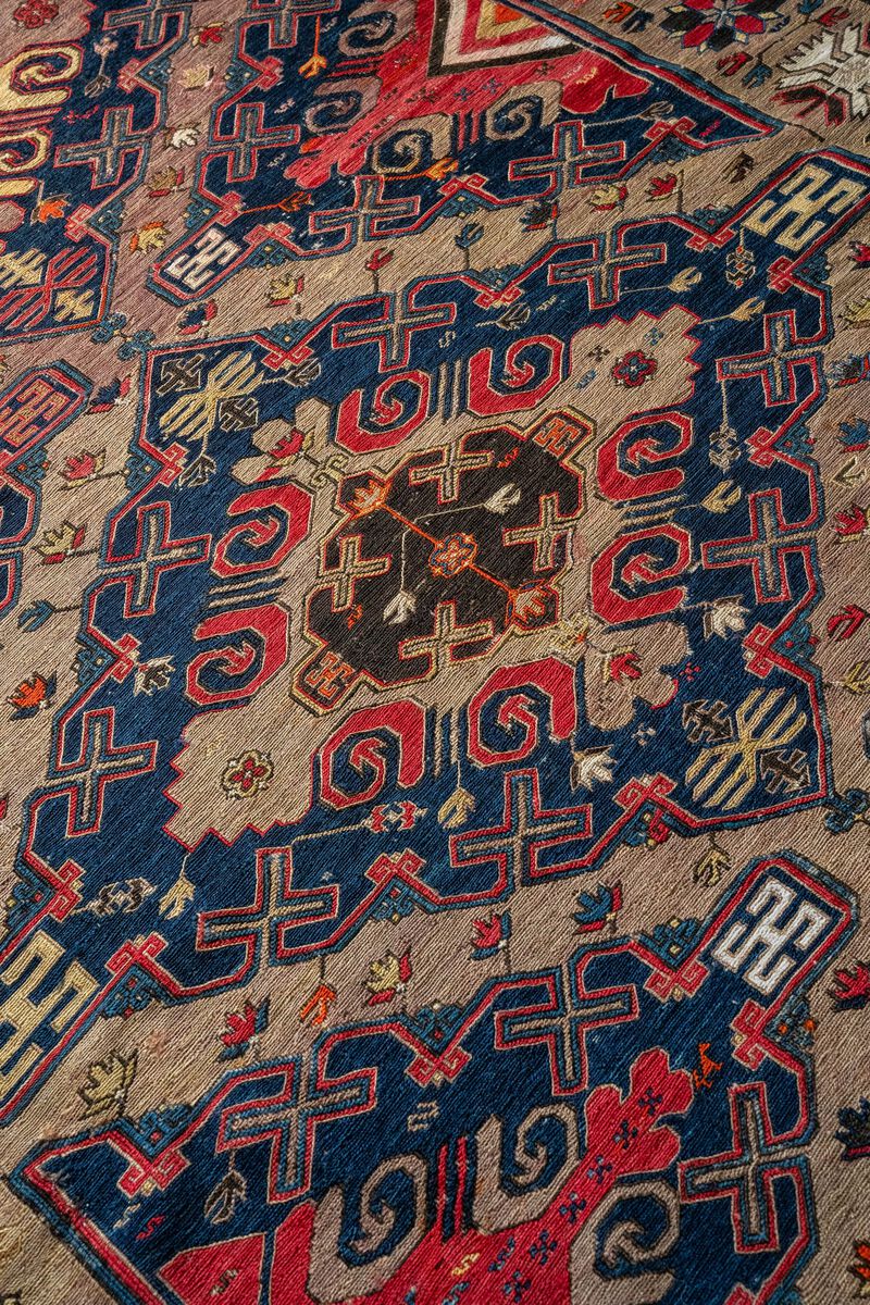 District Loom Vintage Soumak scatter rug-Ipasha