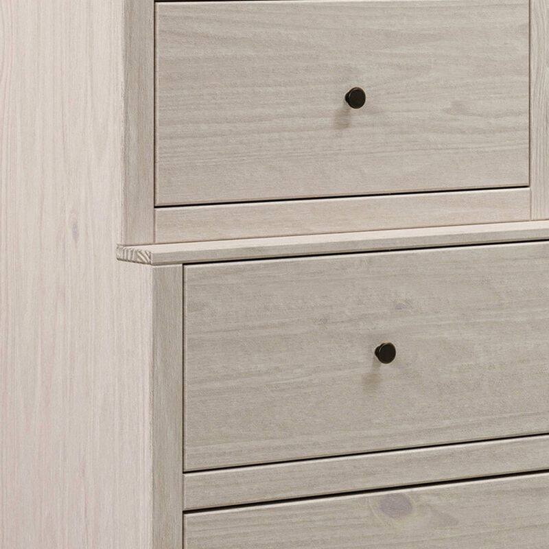 Stav Tall Dresser Chest with 4 Drawers, Plank Style, White Solid Wood