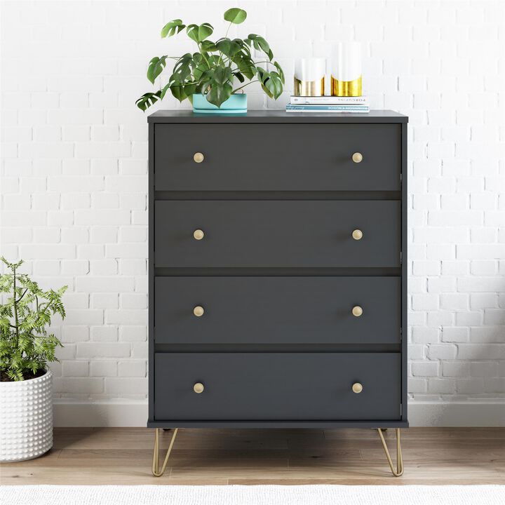 Novogratz Owen 4 Drawer Dresser, Black