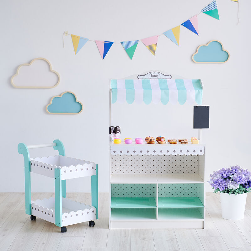 Teamson Kids - My Dream Bakery shop Dessert Stand - White / Mint