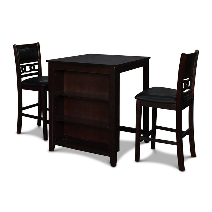 New Classic Furniture Furniture Gia Solid Wood Counter Table 2 Chairs in Ebony Black