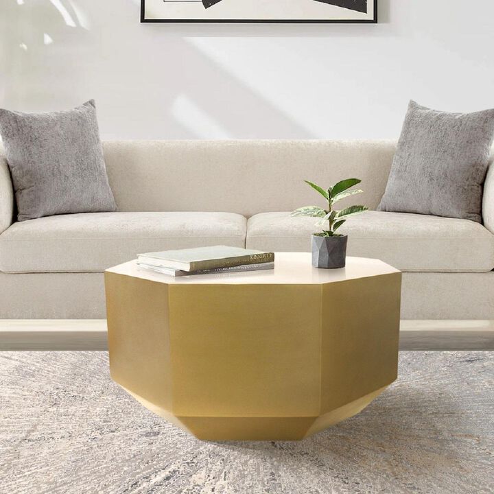 Pasargad Home Byzantine Octagon Shape Coffee Table, Brass