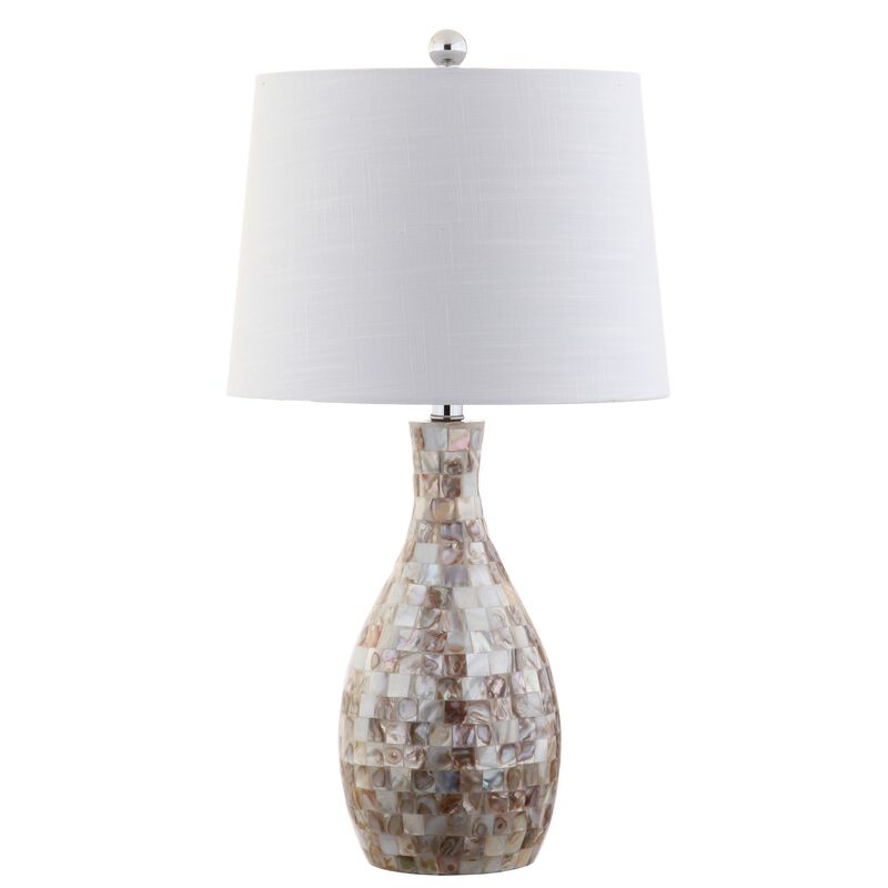 Verna 26.5" Seashell LED Table Lamp, Ivory/Beige