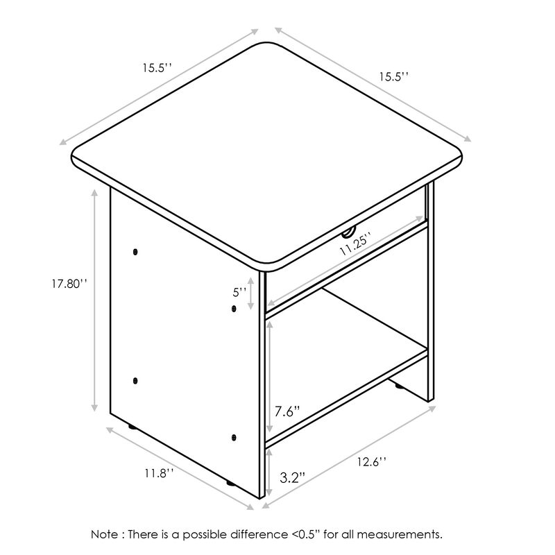 Furinno Dario End Table / Side Table / Night Stand / Bedside Table with Bin Drawer, 1-Pack, Americano/Medium Brown