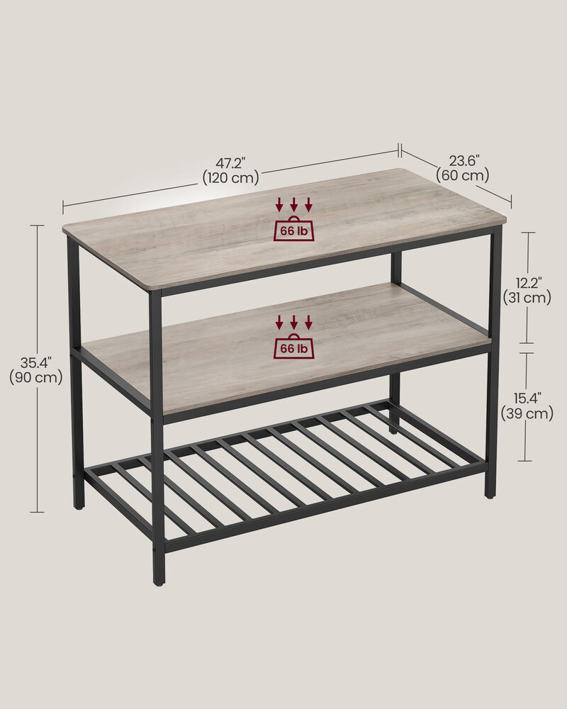 Kitchen Island with 3 Shelves and Large Worktop