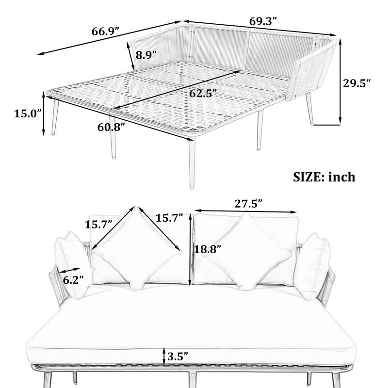 Merax Outdoor Patio Daybed Sofa for 2 Person