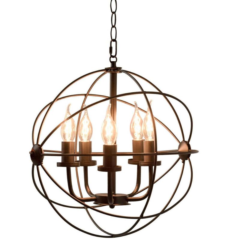 5 Light Modern Black Iron Sphere Modern Chandelier model 2