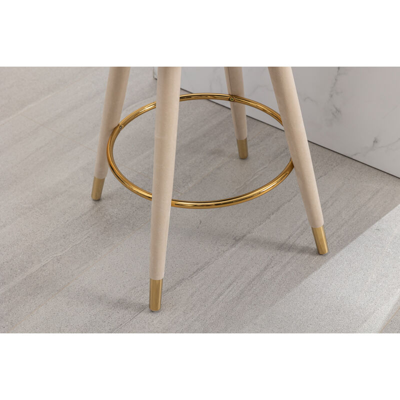 Counter Height Bar Stools Set of 2 for Kitchen Counter Solid Wood Legs with a fixed height of 360 degrees