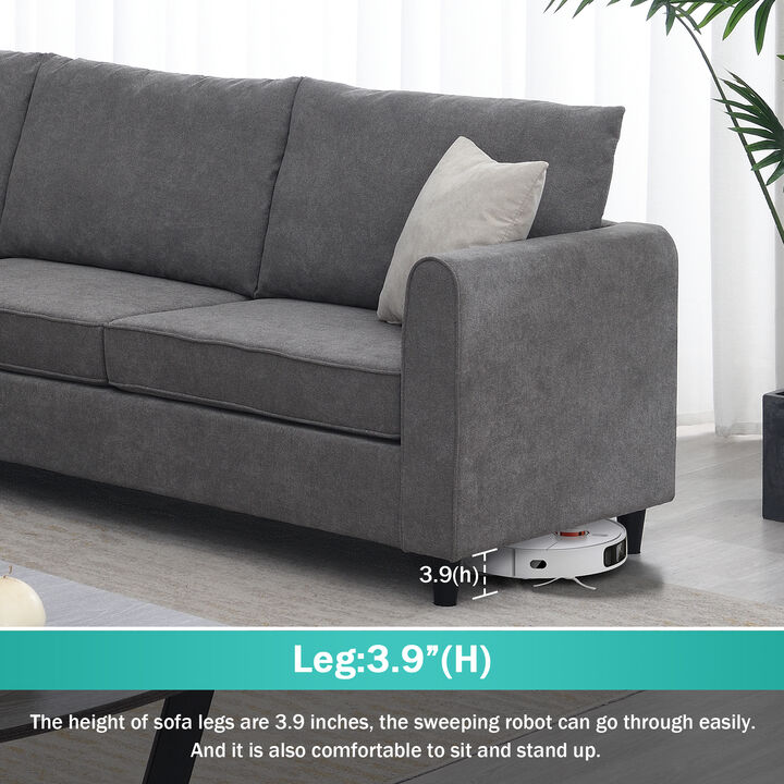 Modern Upholstered L Shaped Living Room Sectional Sofa, Furniture Couch 3 Pillows