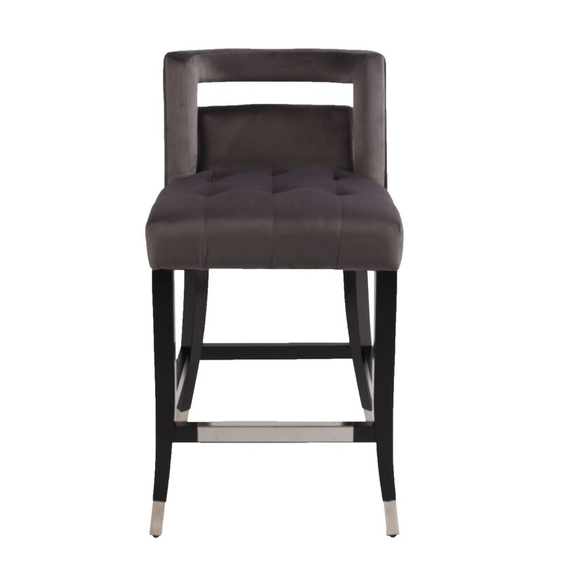 Suede Velvet Barstool with nailheads Dining Room Chair 2 pcs Set - 26 inch Seater height