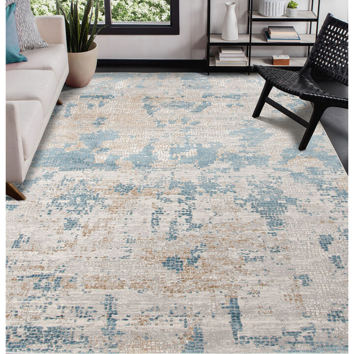 Hamilton Stovall Light Blue Polyester Blend Area Rug