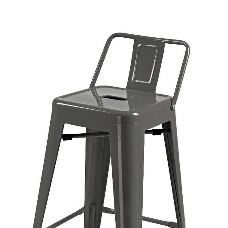 Giri 26 Inch Counter Stool Chair, Footrest and Tapered Legs, Light Gray - Benzara