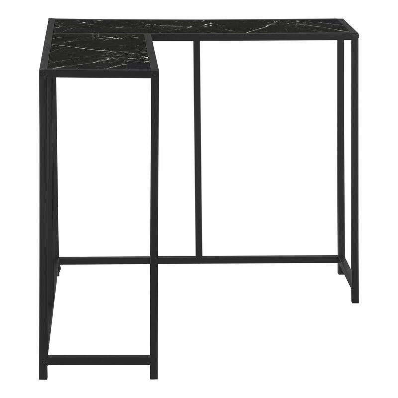 Monarch Specialties I 2158 Accent Table, Console, Entryway, Narrow, Corner, Living Room, Bedroom, Metal, Laminate, Black Marble Look, Contemporary, Modern