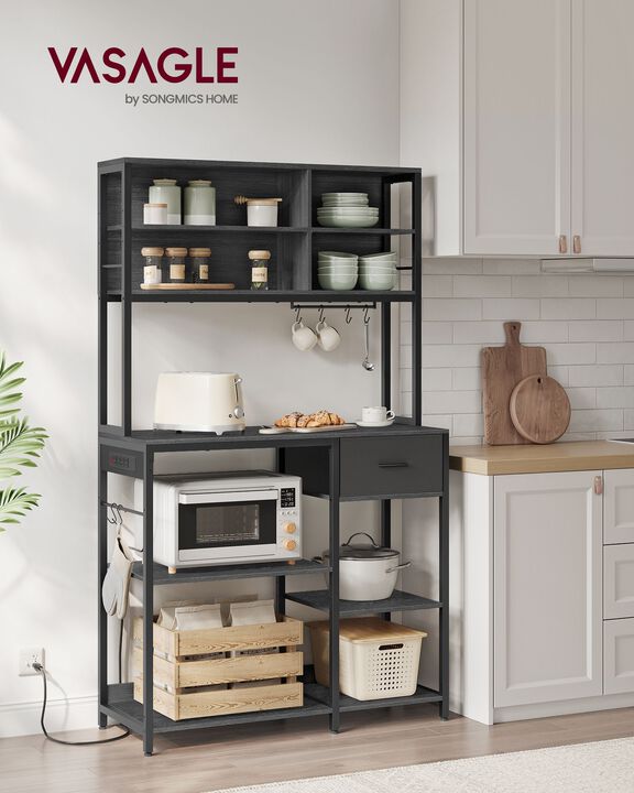 Bakers Rack with 12 Hooks: Versatile Storage and Display for Kitchen and Home