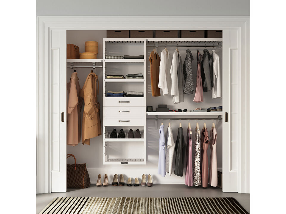 Solid Wood Reach-In Closet Organizer with 3 Shaker Style Drawers