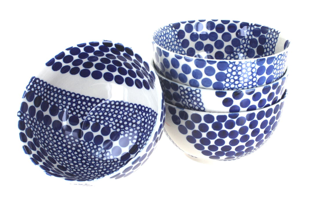 Blue Rose Polish Pottery Xena 4 Piece Dessert Bowl Set