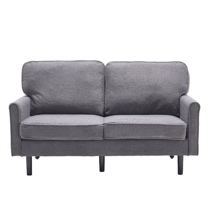 Mondawe Boucl&eacute; Loveseat Sofa, 2 Seater Small Sofa Couches with USB & Removable Pillow Cover