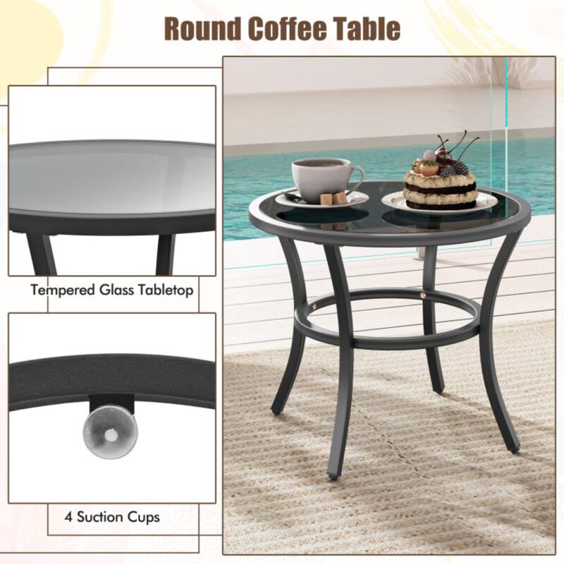 Hivvago 4 Piece Outdoor Furniture Set with Glass Topped Coffee Table