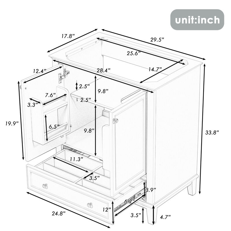 Merax Solid Bathroom Vanity Base without Sink