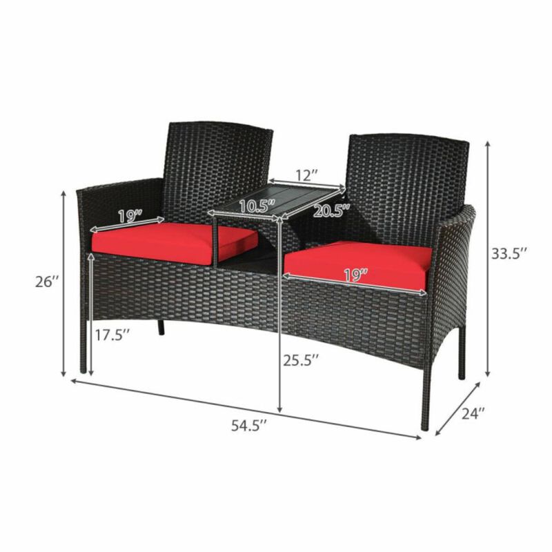 Hivvago Patented Modern Patio Set with Built-in Coffee Table and Cushions