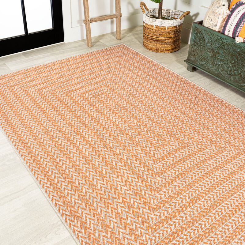 Chevron Modern Concentric Squares Indoor/Outdoor Area Rug