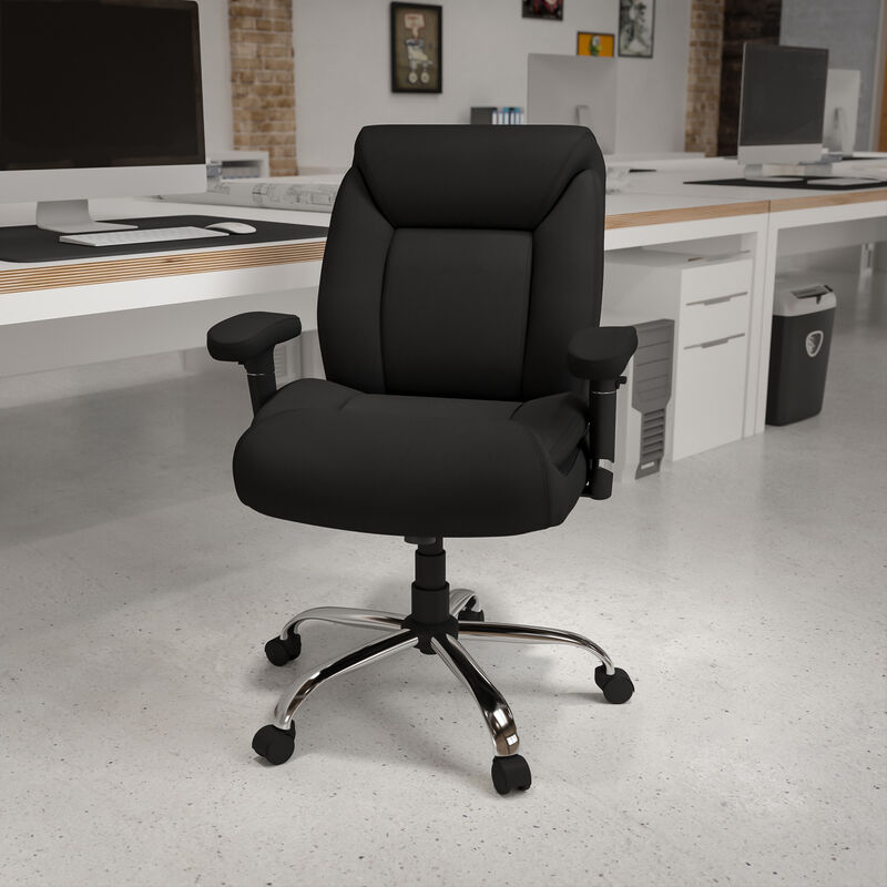 HERCULES Series Big & Tall 400 lb. Rated Black Fabric Deep Tufted Swivel Ergonomic Task Office Chair with Adjustable Arms