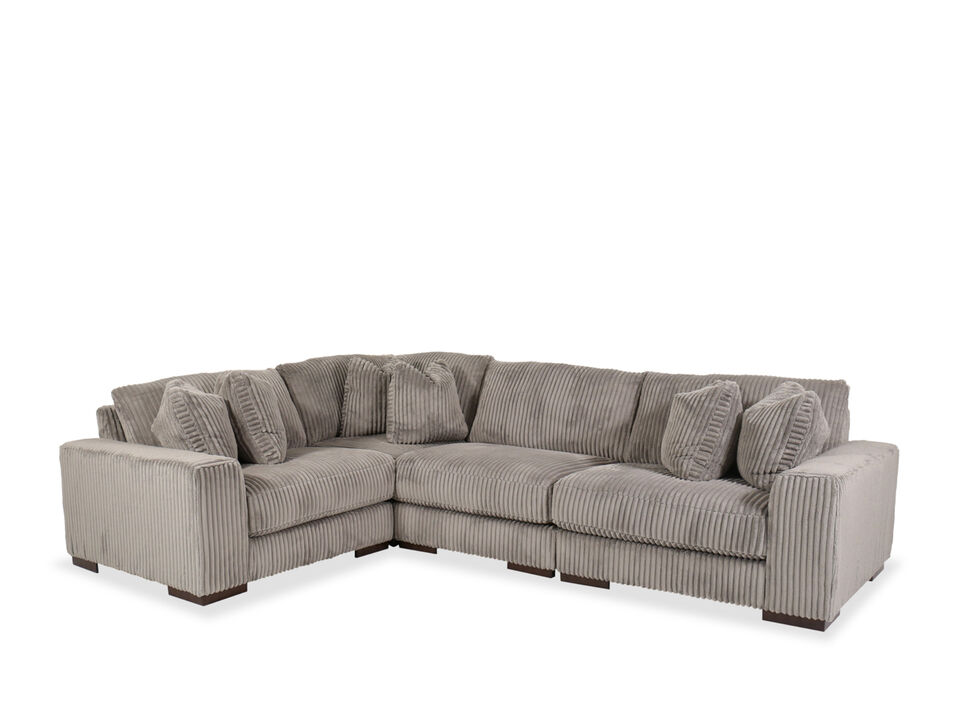 Lindyn Four-Piece Striped Sectional in Brown