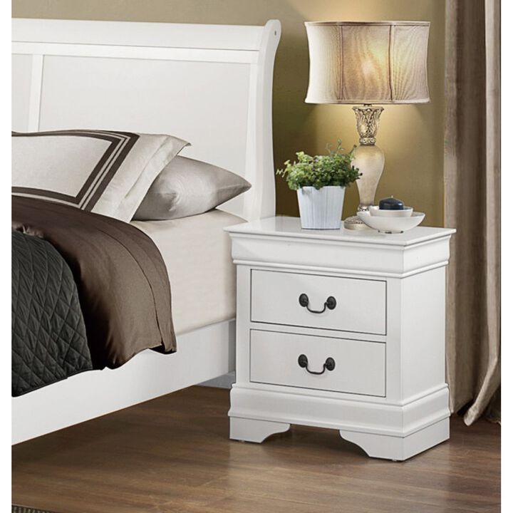 Streamdale White Finish Antique Nightstand with Drawers