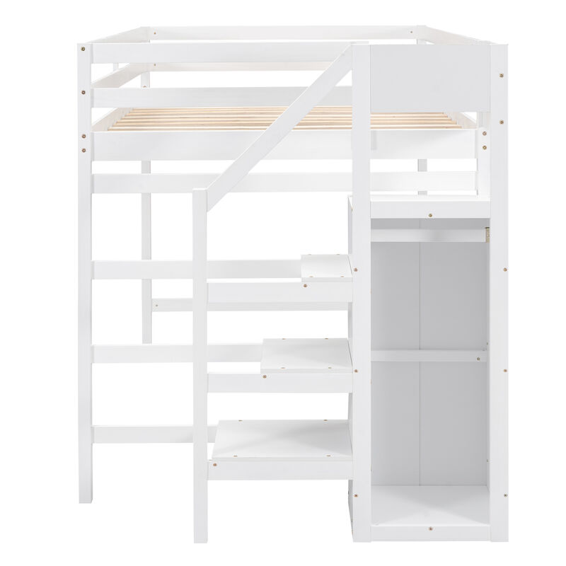 Merax Loft Bed with Storage Wardrobe and Staircase