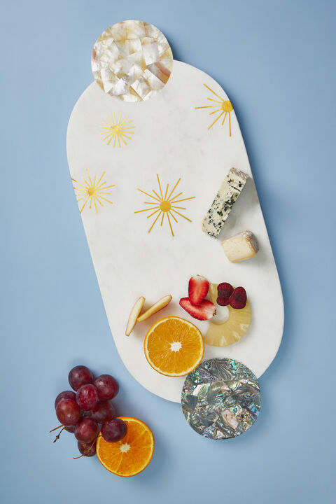 Martha Stewart Goswell 3 Piece Carving Board And Cutlery Set Cream
