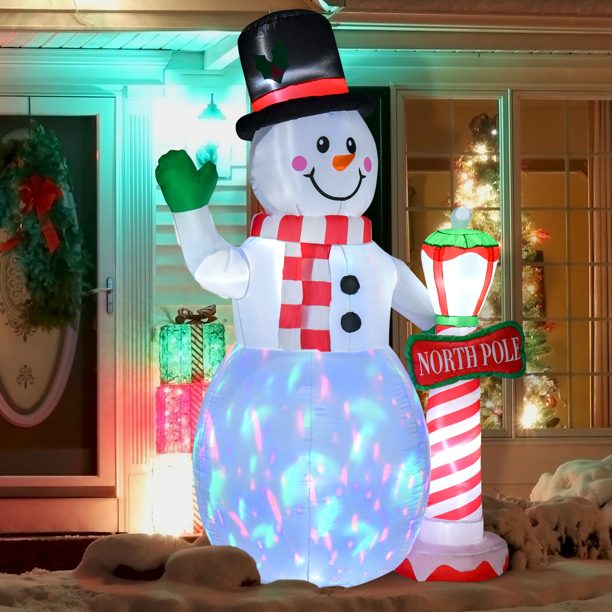 HOMCOM 8 ft LED Light Up Snowman Outdoor Christmas Inflatable