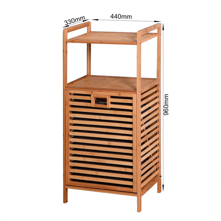 Bathroom Laundry Basket Storage Basket with 2-tier Shelf 17.32 x 13 x 37.8 inch