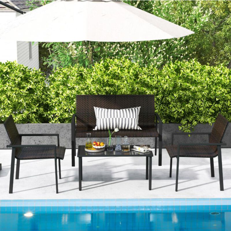 Hivvago 4 Pieces Patio Furniture Set with Heavy Duty Galvanized Metal Frame