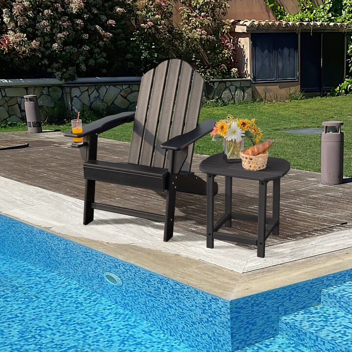 Outdoor Adirondack Chair with Built-in Cup Holder for Backyard Porch