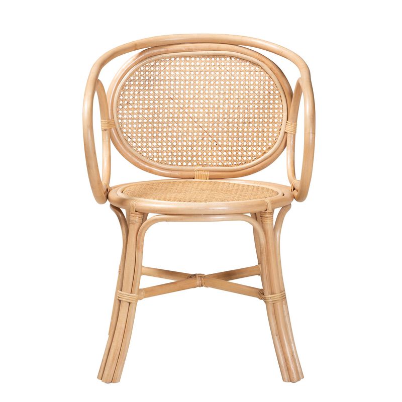 bali & pari Palesa Modern Bohemian Natural Brown Rattan Dining Chair