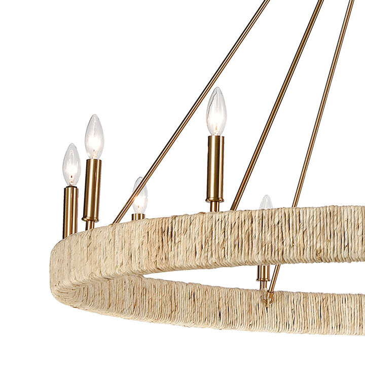 Abaca 48" Wide 12-Light Chandelier in Brass