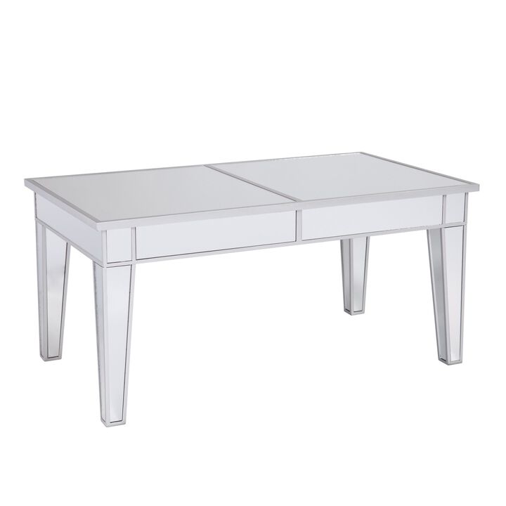 Homezia 42" Silver Mirrored And Metal Rectangular Mirrored Coffee Table