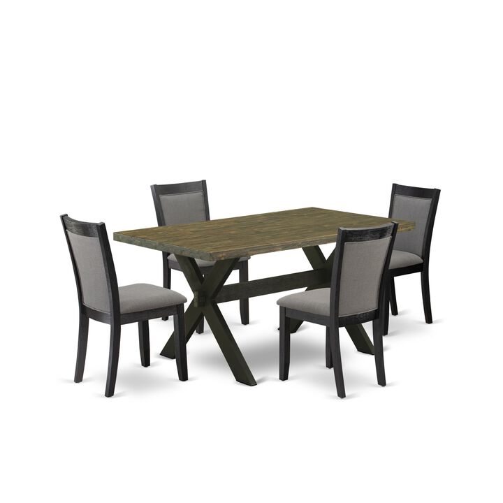 East West Furniture X676MZ650-5 5Pc Dining Set - Rectangular Table and 4 Parson Chairs - Multi-Color Color