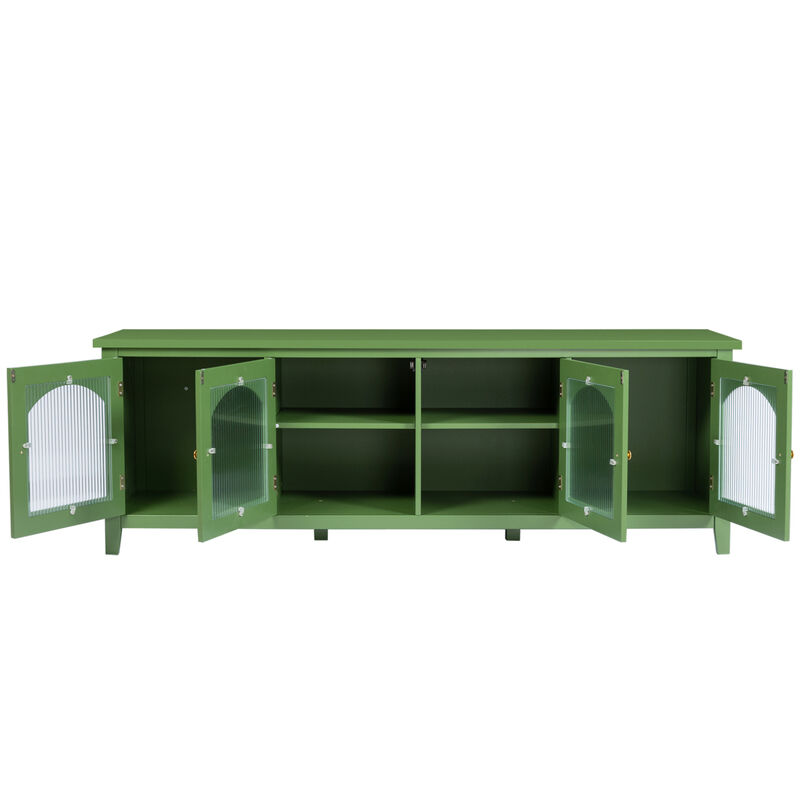 71-inch stylish TV cabinet TV frame TV stand solid wood frame, Changhong glass door, antique green, can be placed in the children's room, bedroom living room wherever you need